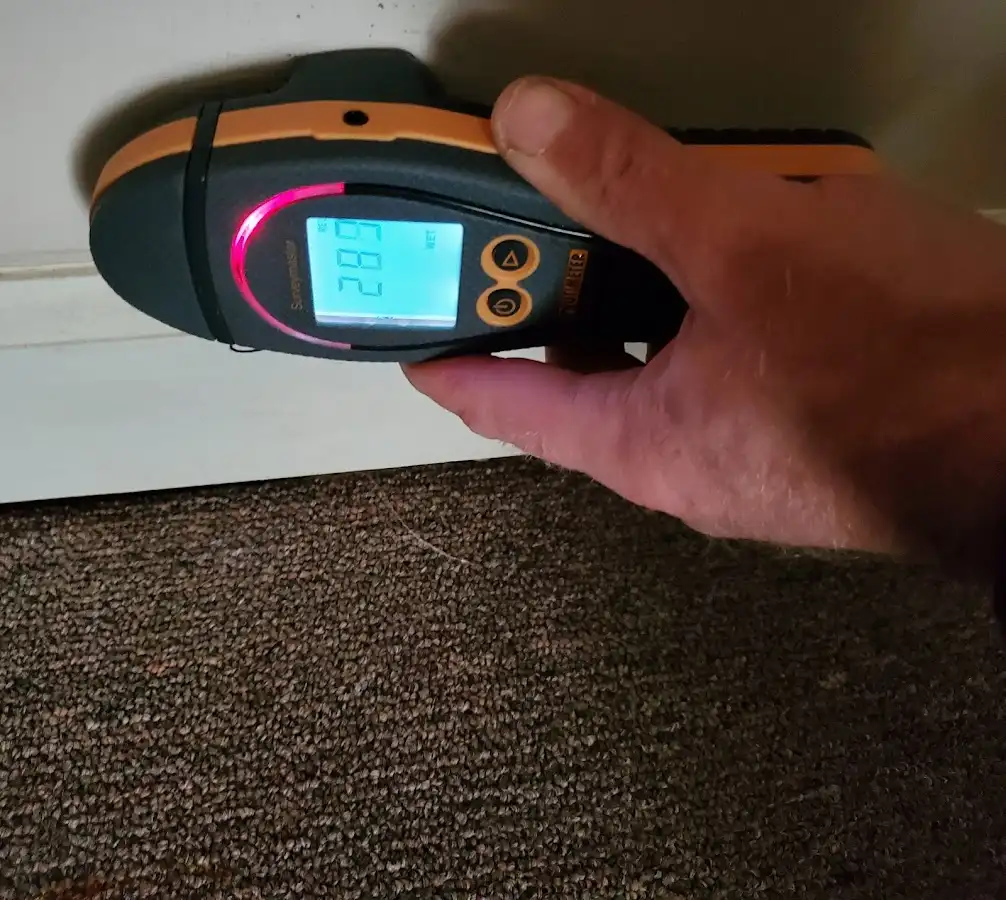 Moisture detection at baseboard during Burst Pipe Cleanup in Matawan