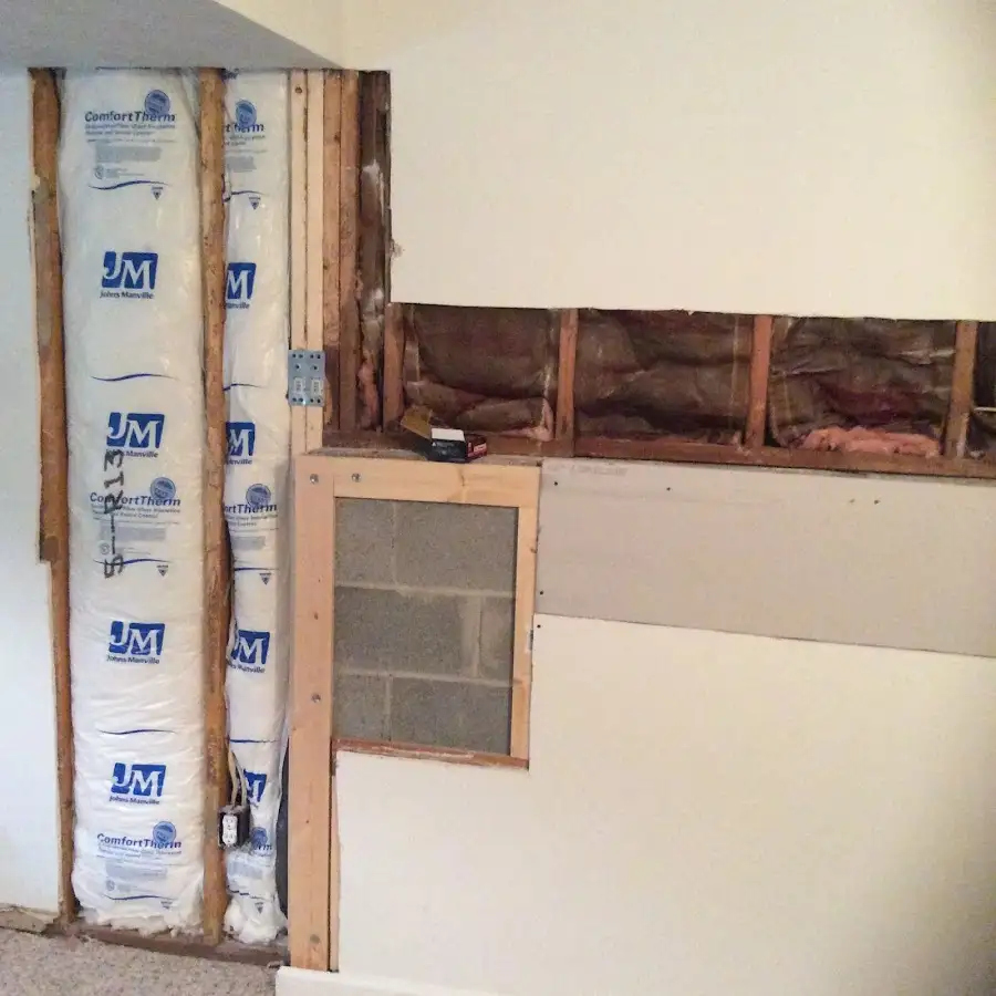 Wall insulation replacement during Basement Flood Cleanup in Matawan
